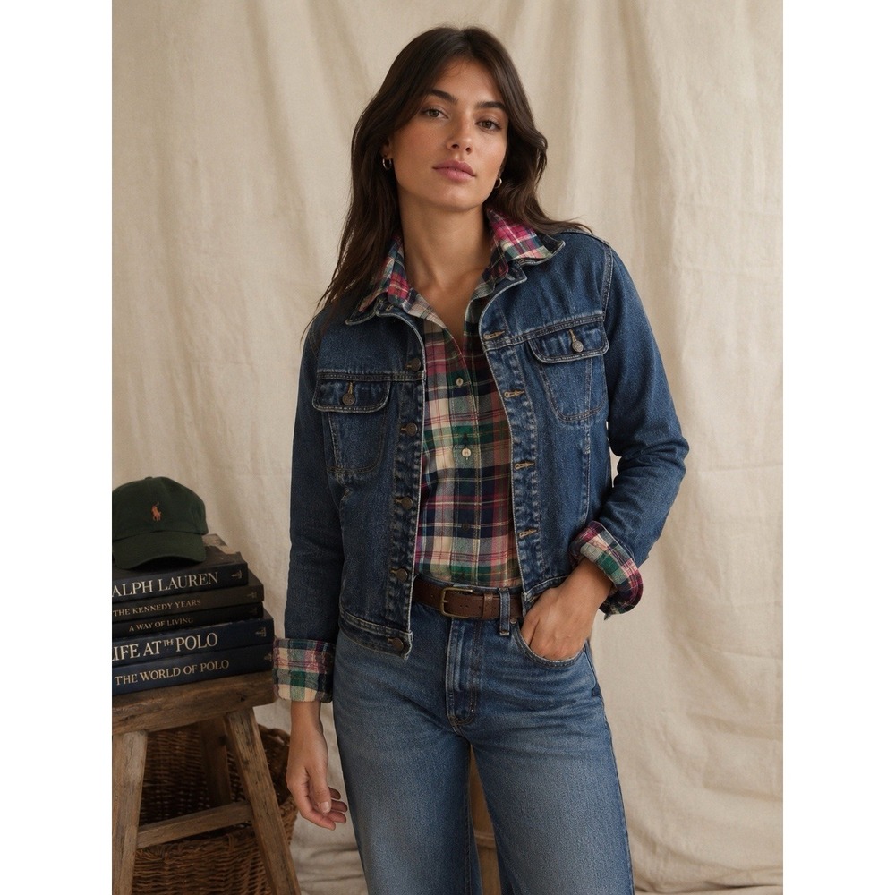 Vtg Bill Blass Jean Trucker Jacket Womens M Blue Streetwear Indie Sleaze 90s Y2K